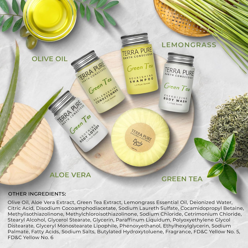 Terra Pure Hotel Toiletries, Shampoo & Conditioner Amenity Set, 150-Piece | Travel Size Guest Amenities, Hospitality Supplies, Hotels, Resorts, hotel room essentials, guest bathroom supplies, motels