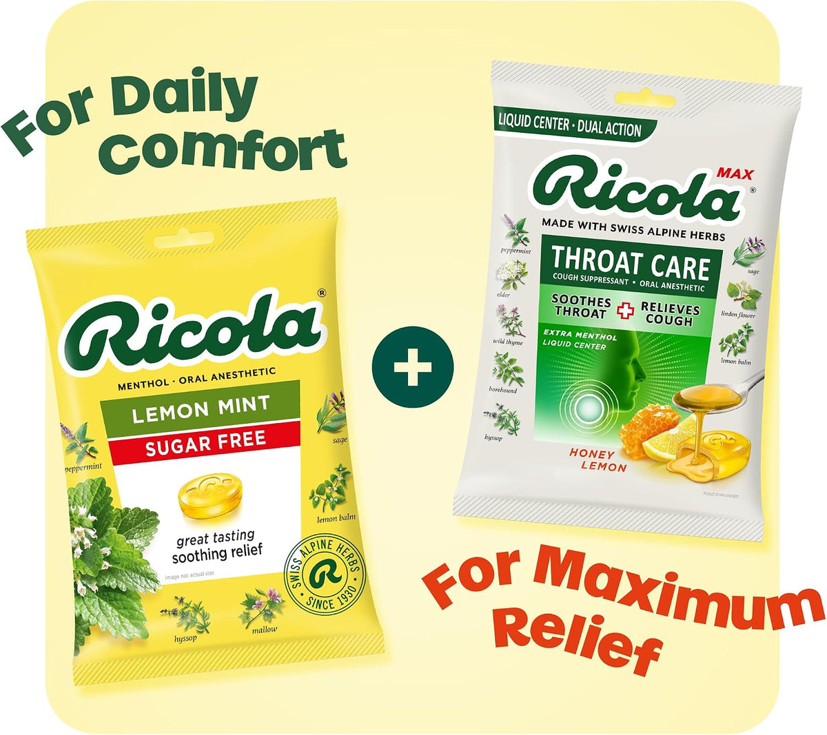 Ricola Big Bag Sugar Free Lemon Mint Cough Drops, 45 Drops, 1 Count