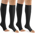 bropite Zipper Compression Socks Women & Men - 2Pairs Calf Knee High 15-20mmHg Open Toe Compression Stocking suit for Walking