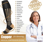 NEENCA Professional Compression Socks for Women Men Circulation, 20-30 mmHg | Copper Infused Fiber, Patented Massage Dots Design, Medical Sock for Pain Relief, Swelling, Nurse, Travel, Flight, Daily Wear