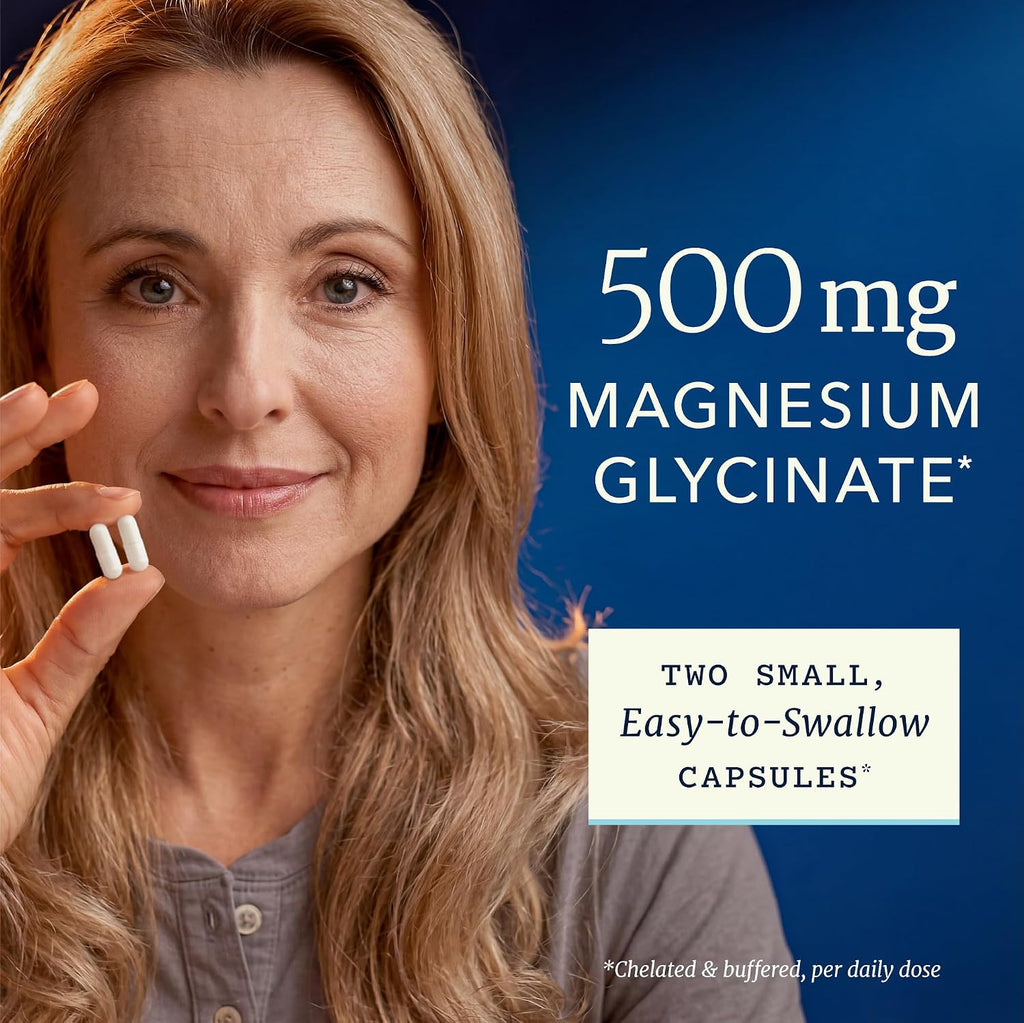 Magnesium Glycinate 500mg, High Absorption, Sleep & Relaxation Support | Bone Heart Health & Muscle Support for Women and Men, Chelated Mag Glycinate, Magnesium Supplement, Non-GMO, 120 Capsules