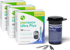 OneTouch Ultra Plus Test Strips for Blood Glucose Meter, 30 Count, 3 Pack | Diabetic Test Strips with 5-Second Results & Small Blood Samples for the OneTouch Ultra Plus Flex Meter