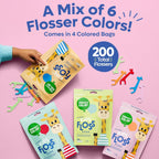 SmartLifeco Eco-Friendly Kids Flossers (200ct) - Dental Floss Picks for Children Made with Straw Wheat, Fluoride & PFA Free, Toothpick Flossing Sticks for Toddler Teeth, No Shred Thread, Unflavored
