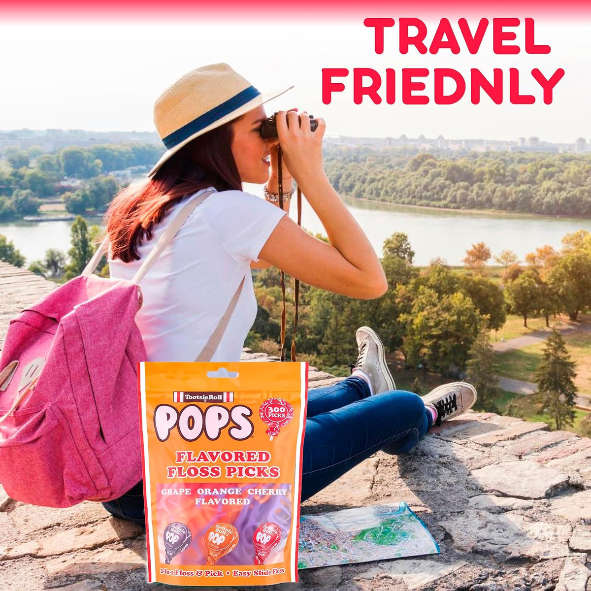 Flavored Floss Picks, 300 Count, Dental Floss Picks for Teeth with Fun Fruit Flavors, Flosser Picks for Adults and Children, | Grape, Orange & Cherry Flavor
