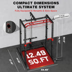 JELENS S11 Power Cage, 2000LB Multi-Function Power Rack with LAT Pulldown, Squat Rack with Adjustable Pulley System and Training Attachments, Weight Rack for Home Gym