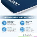 GloryMEQ Point A Tech PAM‑3SE Semi‑Electric Hospital Bed – 3‑Function Adjustable Home‑Care Bed with Bedside Controls, Locking Casters & Safety Rails, Includes Foam Mattress, Bed Tray & 2 Sheets
