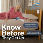 Smart Caregiver Bed Alarm for Elderly Adults, Alerts You When They Get Up | Fall prevention system, weight-sensing pad, incontinence resistant, battery included, USA Company and Customer Service