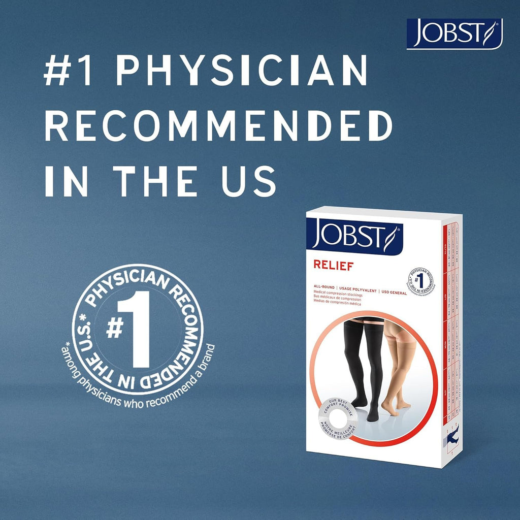 JOBST Relief 20-30 mmHg Knee High Graduated Compression Stockings - Regular Band, Closed Toe