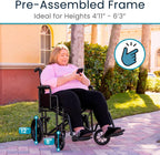 Vive Mobility Bariatric Transport Wheelchair for Adults - Supports 450lbs | Foldable, Heavy Duty Travel Wheel Chair - Portable, Transfer Aid with Swing Away Footrests & 22 Inch Wide Seat