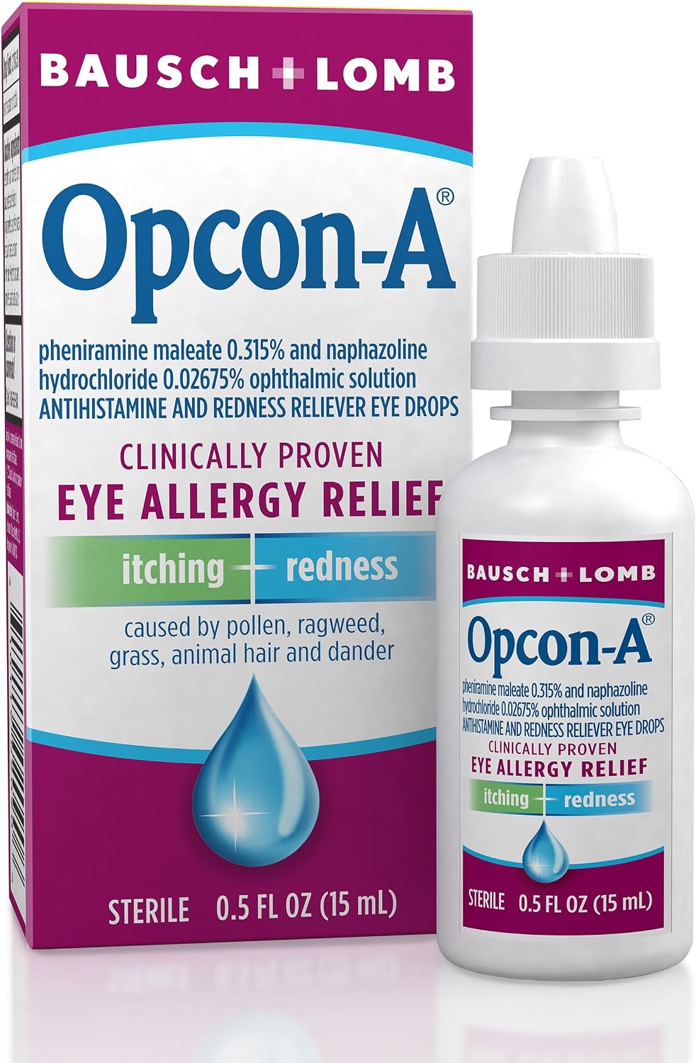 Opcon-A by Bausch & Lomb Antihistamine Allergy Eye Drops, 15 mL