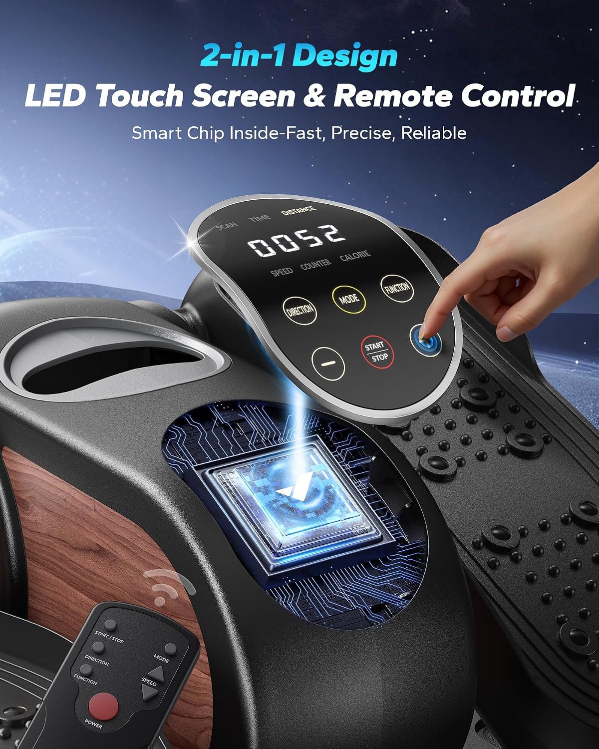 MERACH Under Desk Elliptical, Leg Exerciser While Sitting for Seniors | Quiet Portable Electric Seated Pedal Exerciser Machine with Remote Control & 12-Speeds for Home Office