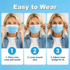 Disposable Face Masks 100 Pack, 3 Ply Breathable Filter Mask with Adjustable Nose Clip & Soft Elastic Ear Loops