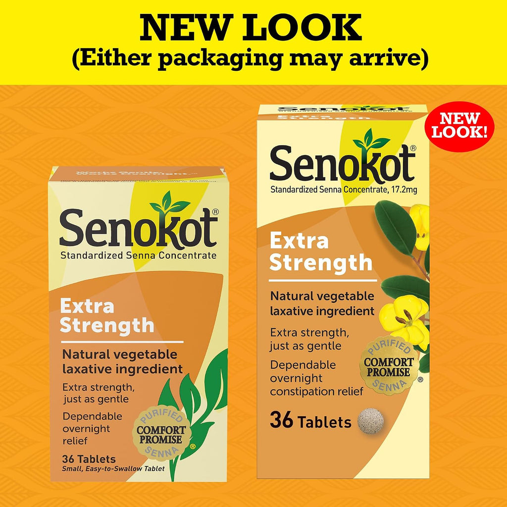 Senokot Extra Strength Senna Laxative Tablets, 36 Tablets | Laxatives for Constipation Relief, Overnight Relief for Adults