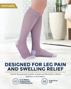 Pembrook® Bamboo Viscose Light Compression Socks - 3 Pairs | 8-15 mmhg Compression Socks | Knee High Comfort Support Socks
