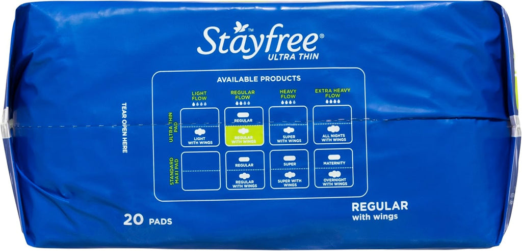 Stayfree Ultra Thin Regular Pads With Wings 20 Pack