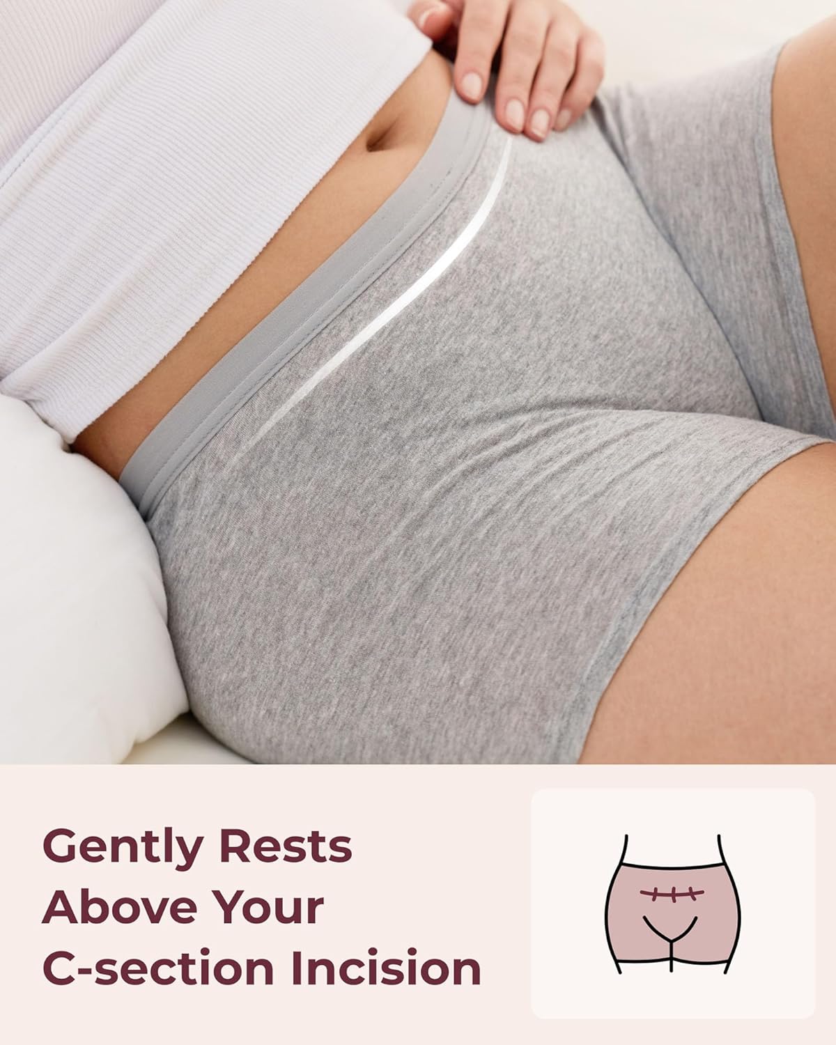 Momcozy 7 Pcs 100% Cotton Postpartum Underwear for Women, Breathable Mid-High Waist Disposable Underwear with Wide Gusset