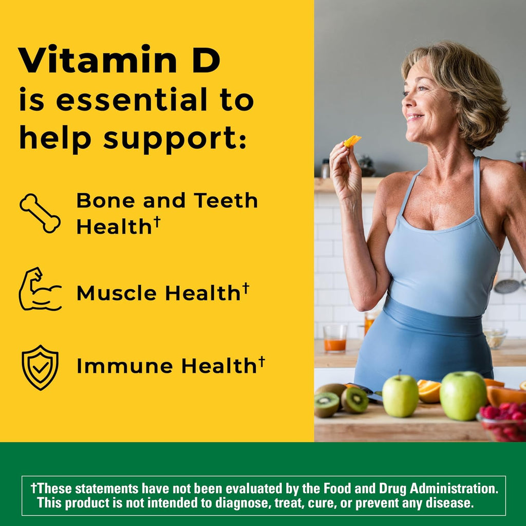 Nature Made Vitamin D3 5000 IU (125 mcg), 180 Vitamin D Softgels | Extra Strength Vitamin D Supplement for Immune, Bone, Teeth and Muscle Health Support, 180 Day Supply