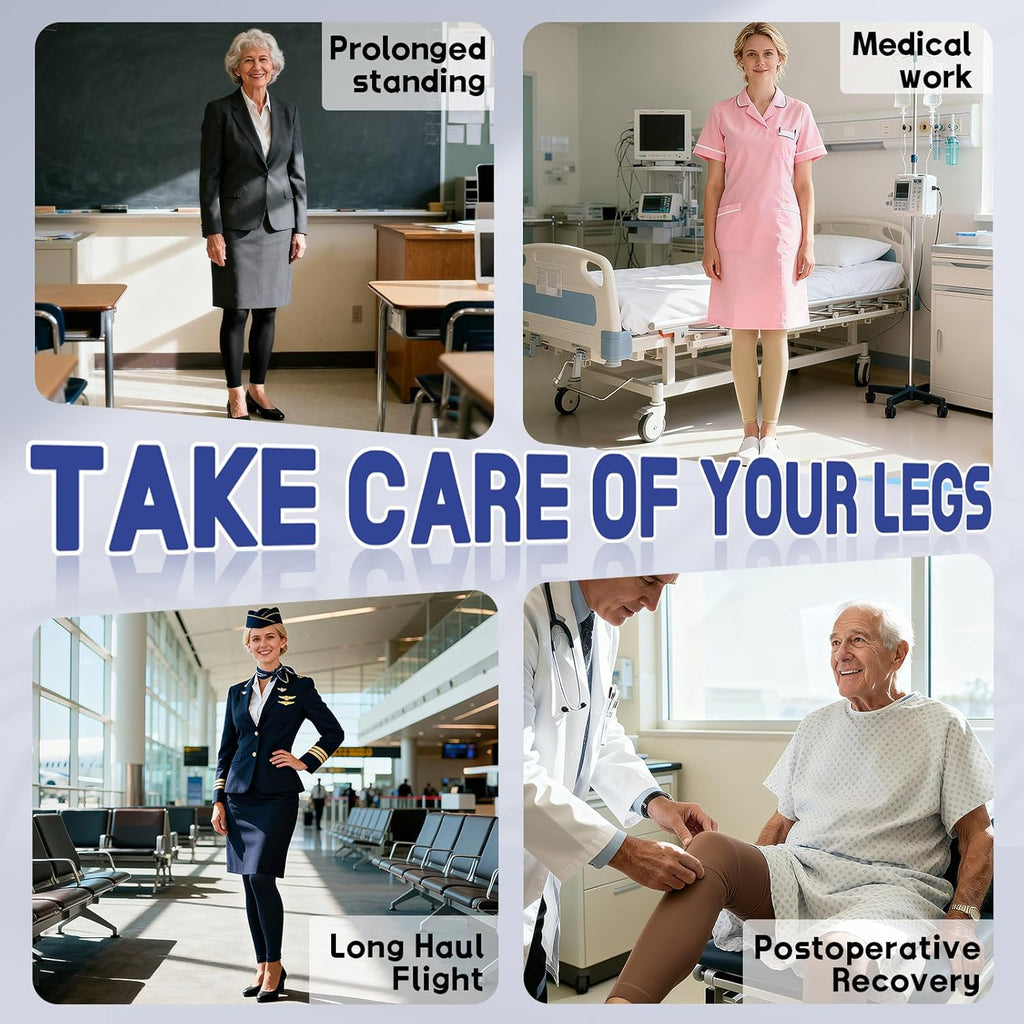 beister Medical Compression Pantyhose for Women & Men, 20-30mmHg Graduated Support Tights, Opaque Footless Waist High Compression Stockings & Leggings for Varicose Veins, Edema, Flight, DVT