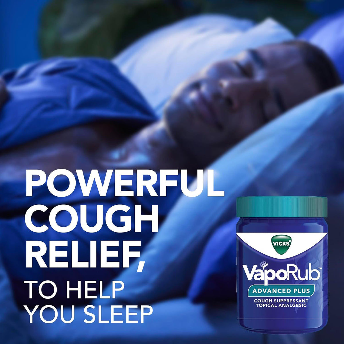 Vicks VapoRub Advanced Plus, Powerful Cough Suppressant, Topical Chest Rub & Analgesic Ointment, Medicated Vapors, Fast Cough Relief, 2.82oz x 2