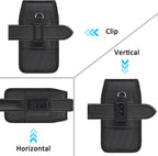 Cell Phone Holster with Card Holder Pouch Belt Clip Men for iPhone 17 Air 16 15 14 13 12 11 Pro Max Plus Samsung Galaxy S25 S24 S23 S22 Plus FE, L-Black