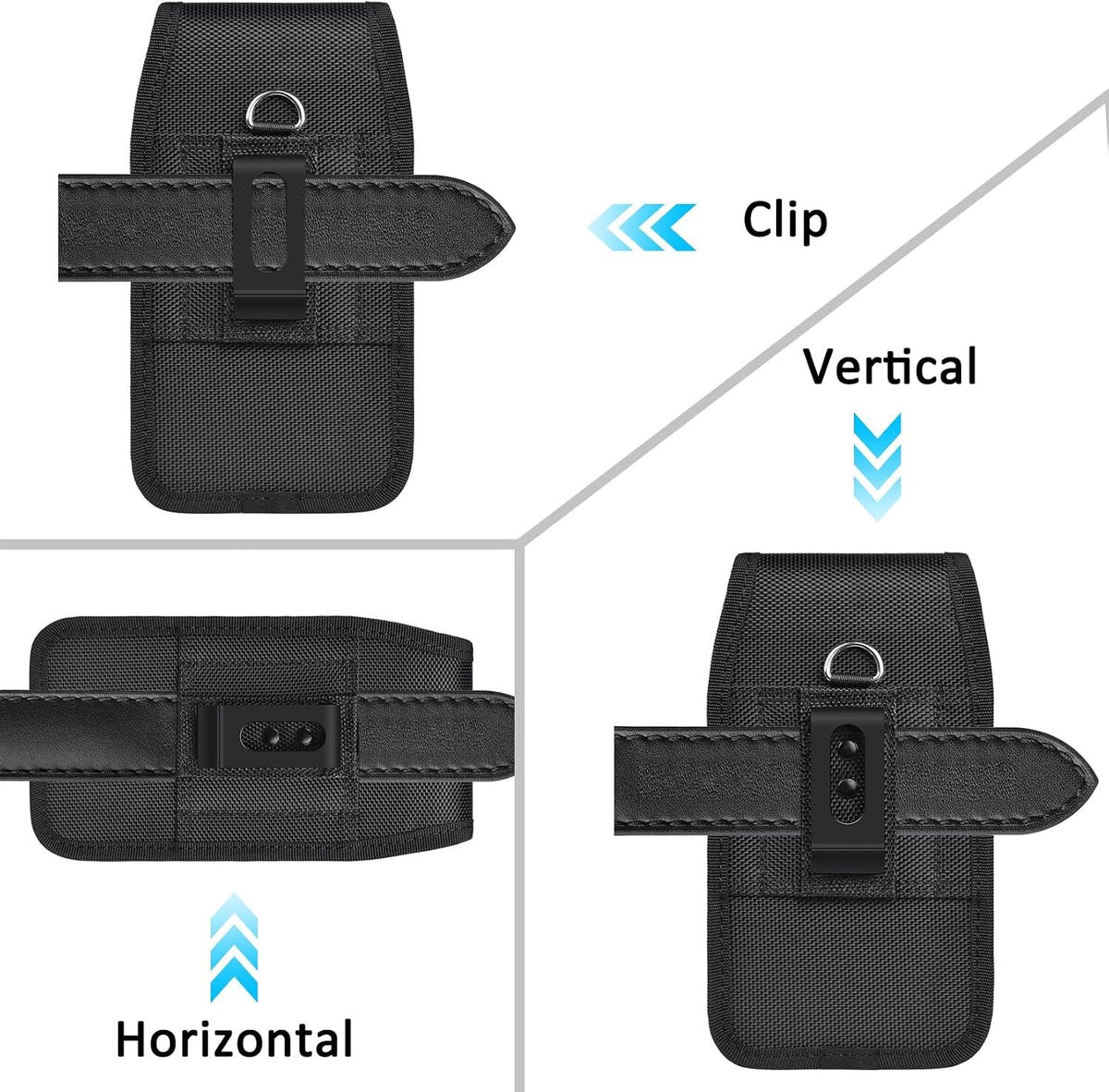 Cell Phone Holster with Card Holder Pouch Belt Clip Men for iPhone 17 Air 16 15 14 13 12 11 Pro Max Plus Samsung Galaxy S25 S24 S23 S22 Plus FE, L-Black