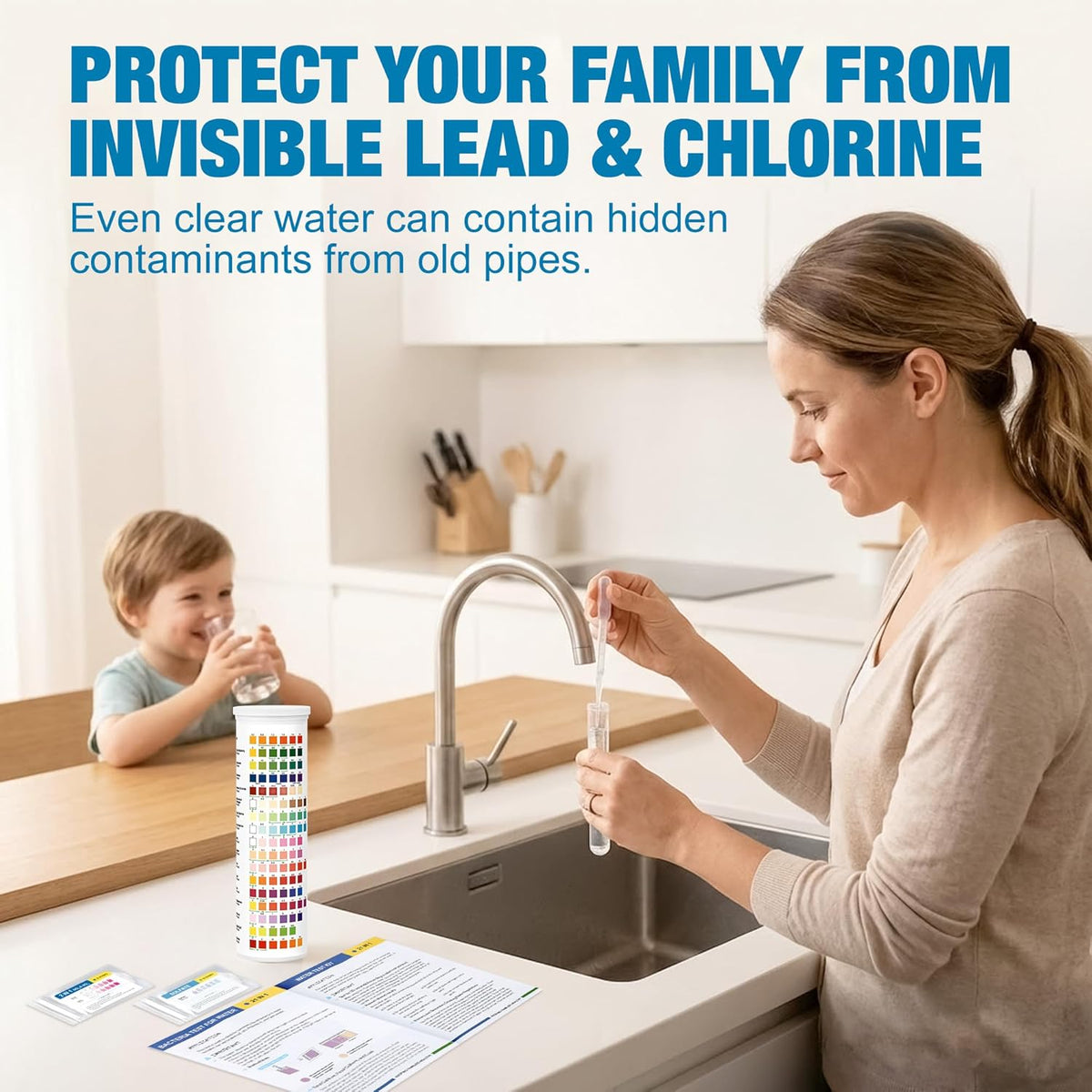21 in 1 Drinking Water Test Kit for Tap and Well - 120 Strips + 4 Bacteria Tests - Water Quality Tester for Lead, Iron, PH, Hardness, Fluoride, Copper, Nitrate - Standard