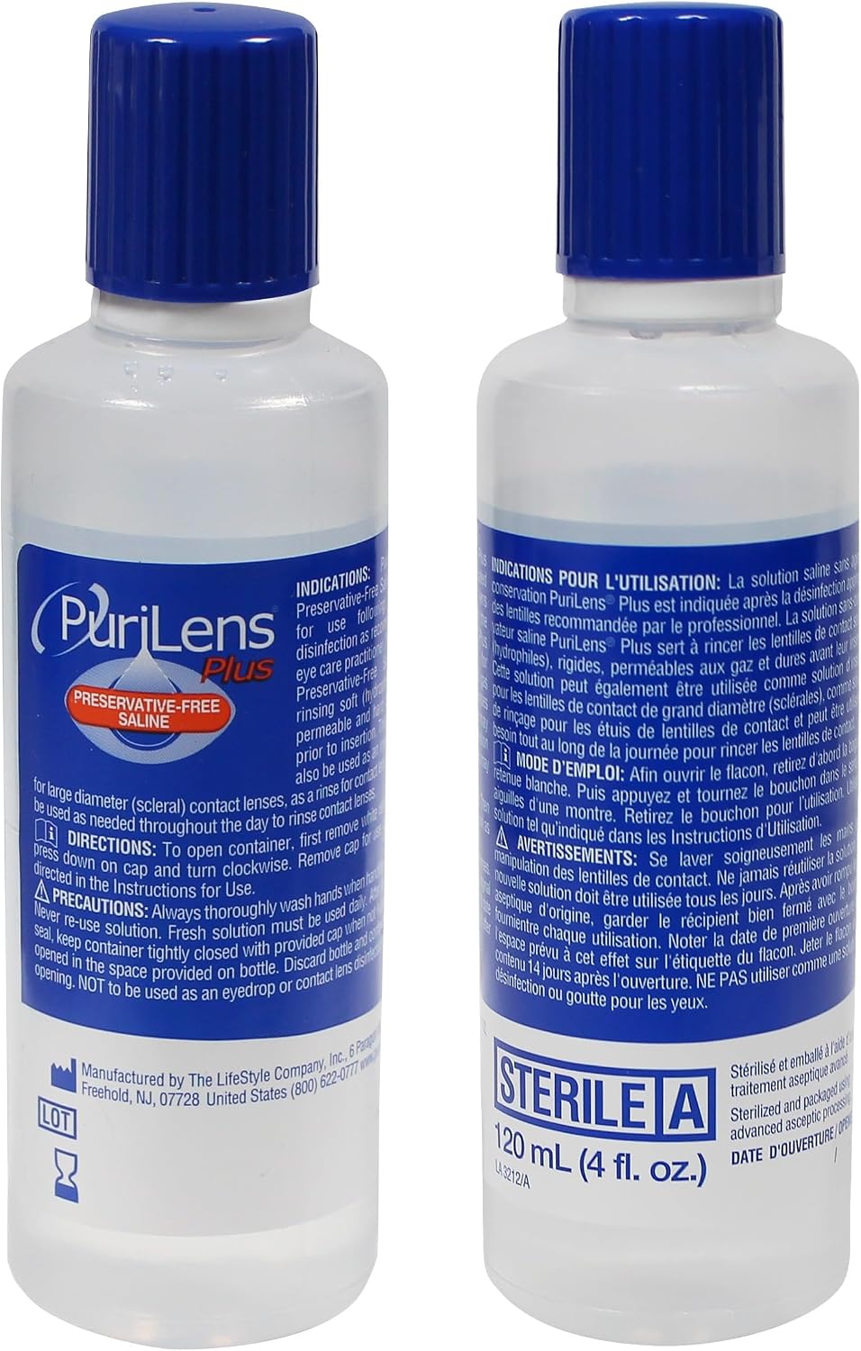 Purilens Plus Preservative-Free Contact Lens Saline 120ml (4 fl. oz.) 3 Pack