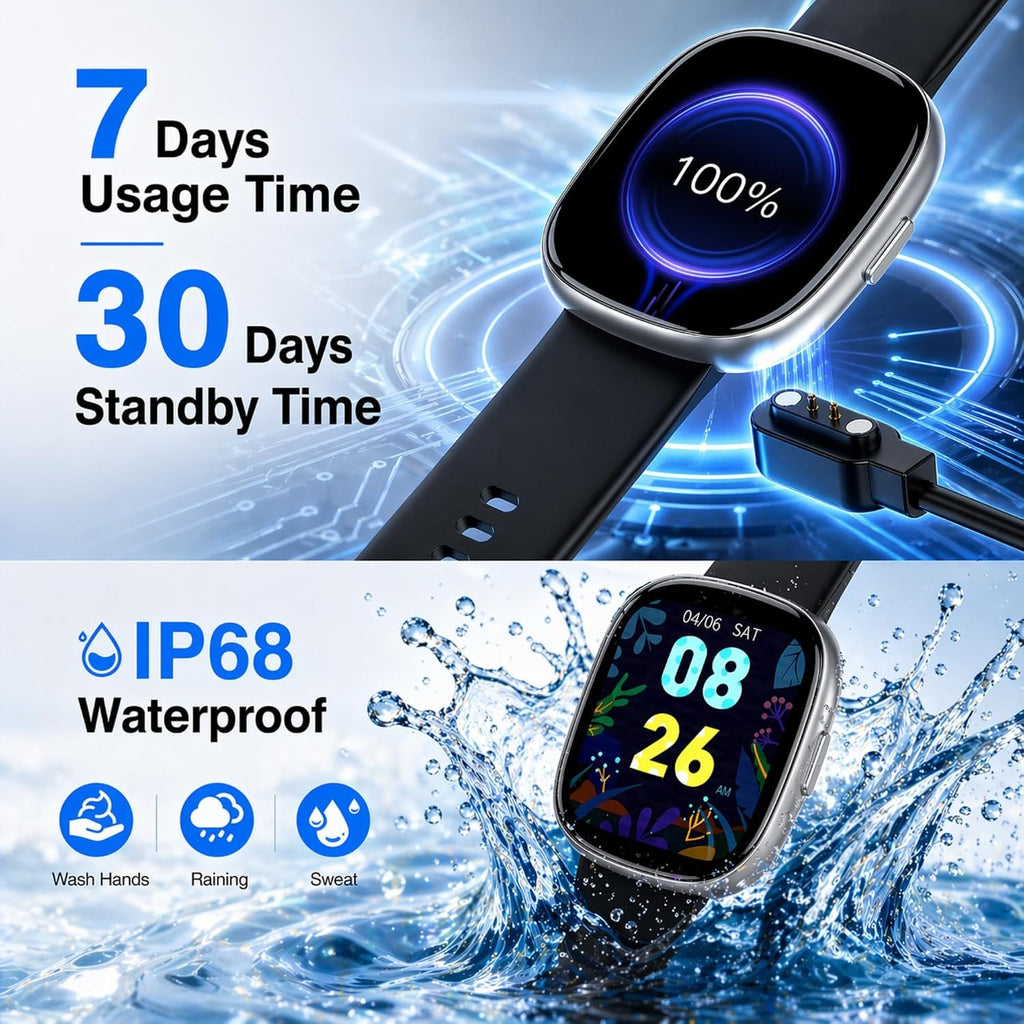 1.83" HD IP68 Waterproof Smart Watch with Bluetooth Call for Men Women | 10-day Battery Life, Swimming Fitness tracker, 120+ Sport Modes, Heart Rate and Sleep Monitor, Step Counter for Walking