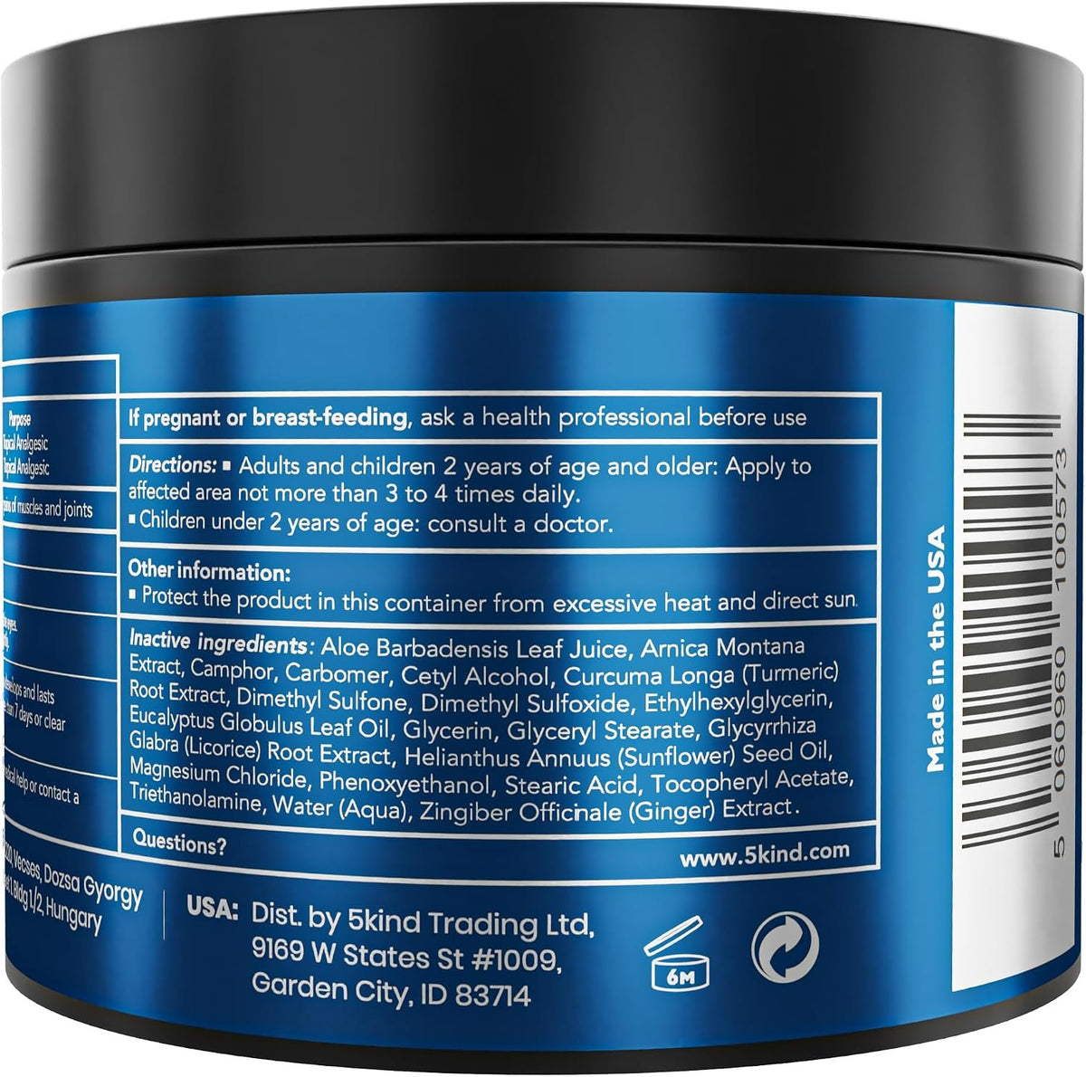 5Kind DMSO Cream for Pain Relief 4 fl oz Topical Muscle & Joint Pain Relief