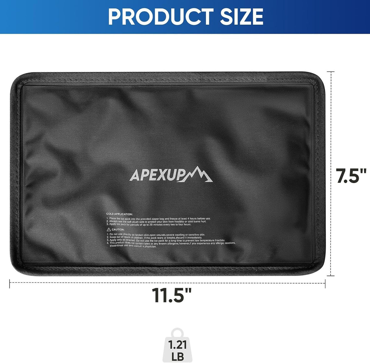 APEXUP Gel Ice Packs for Injuries Reusable, Flexible Double Sided Cold Packs for Injuries, Ice Pack for Knee, Shoulder, Back, Hip, Leg, Arm (Black, 11.5"x7.5", 1PK)