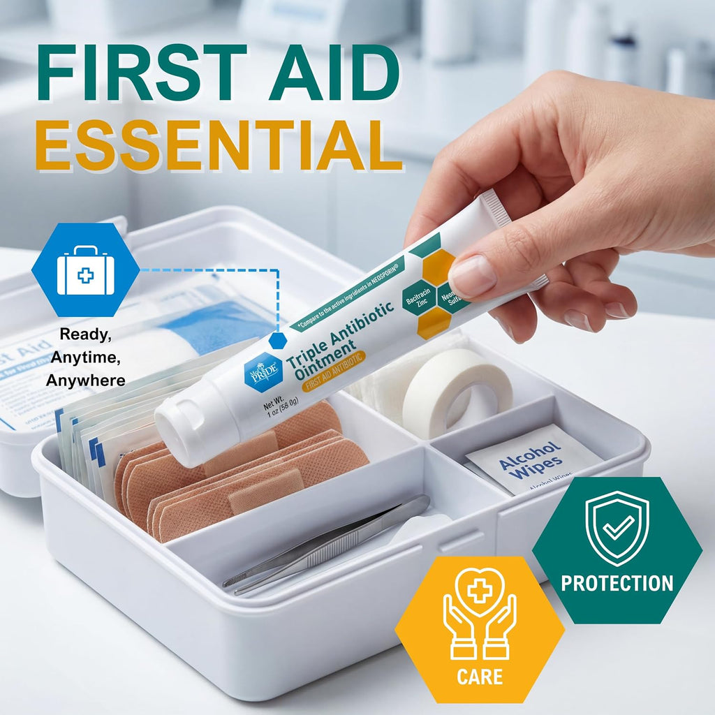 MED Pride Triple Antibiotic Ointment, First Aid Cream, 1 oz Tubes, 4-Pack