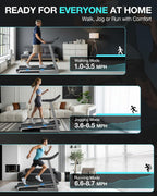 15% Auto Incline Foldable Treadmill, Heavy Duty Treadmills for Home | 400lbs Capacity, Voice Control, Bluetooth, Heart Rate Sensors,4.0HP Motor,Folding Running & Walking Pad for Seniors,Home Gym