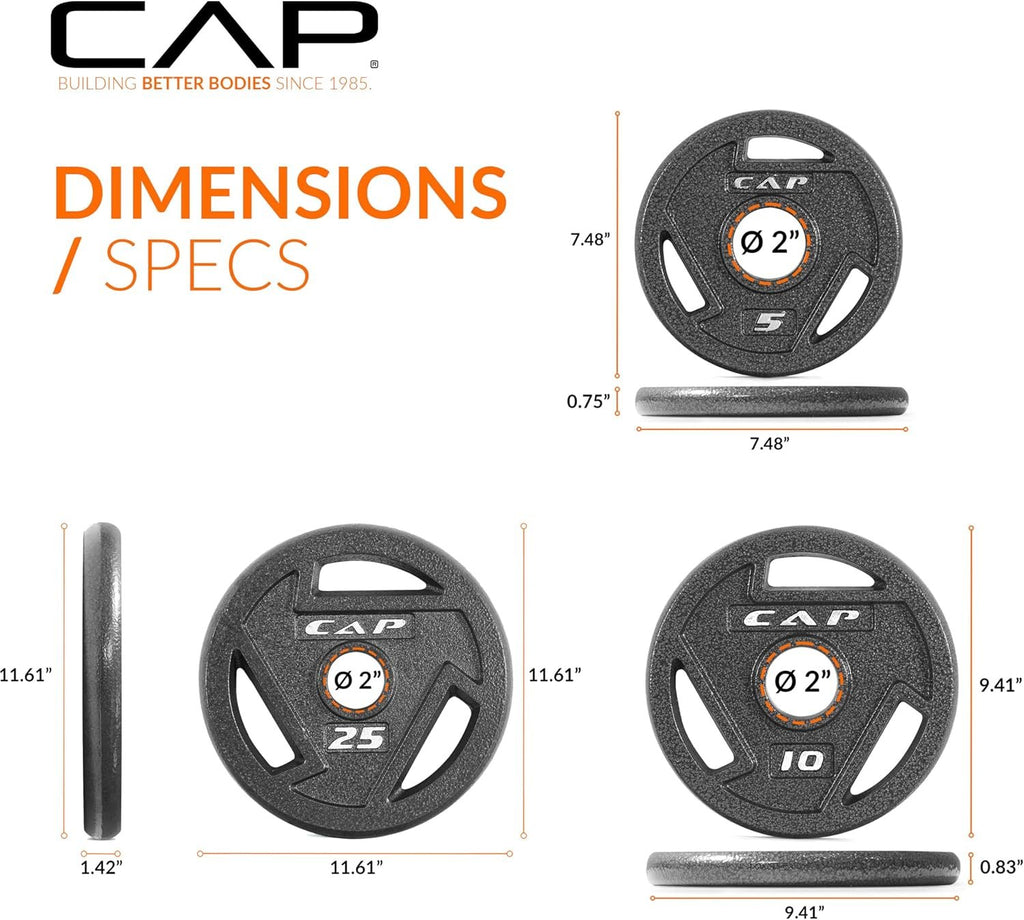 CAP Barbell 2-Inch Olympic Cast Iron Plate Weight Set | 75-285 lbs | Multiple Options