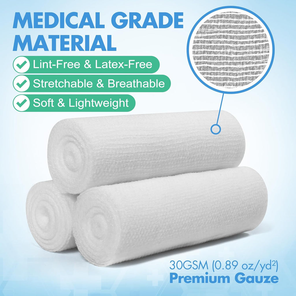 LotFancy Gauze Rolls, 4 Inch x 4.1 Yards, Conforming Stretch Gauze Bandage
