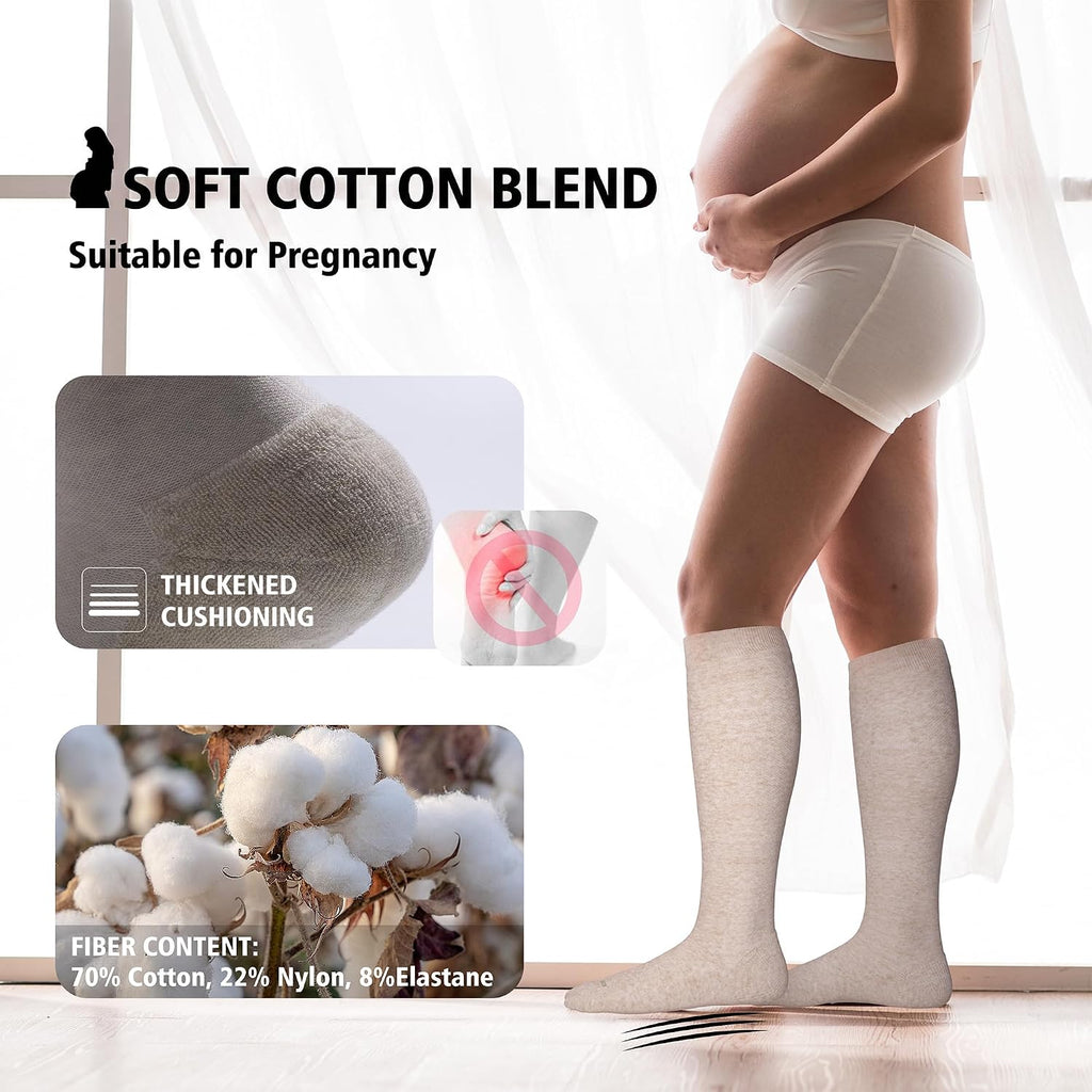 LEVSOX Cotton Compression Socks for Women&Men 20-30mmHg Knee High Cute Support Sock for Nurses Pregnancy Travel