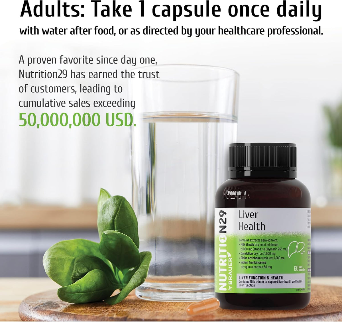 Liver Support, Milk Thistle 300mg (70:1 Extract from 21,000mg Seed), with Dandelion, 85% Silymarin, Artichoke & Frankincense, Once-Daily Capsule 60 Count