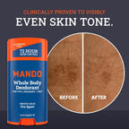 Mando Whole Body Deodorant For Men - Solid Stick - 2.6 oz, 2 pk - Pro Sport | 72 Hour Odor Control with Mandelic Acid. Use on underarms, chest, feet & below the best. Aluminum Free & Baking Soda Free