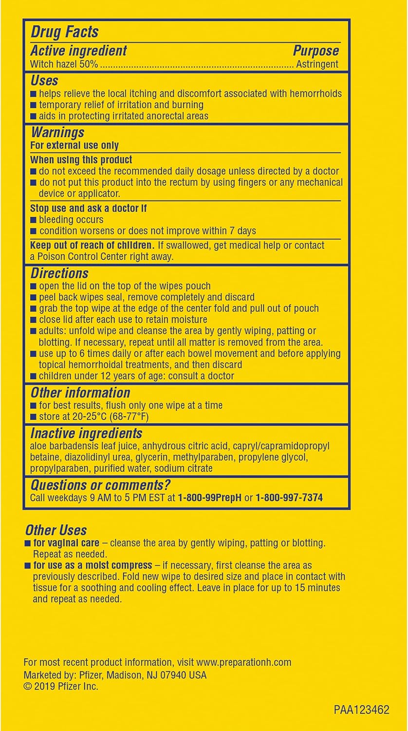 Preparation H Hemorrhoid Flushable Wipes with Witch Hazel for Skin Irritation Relief - 96 Count