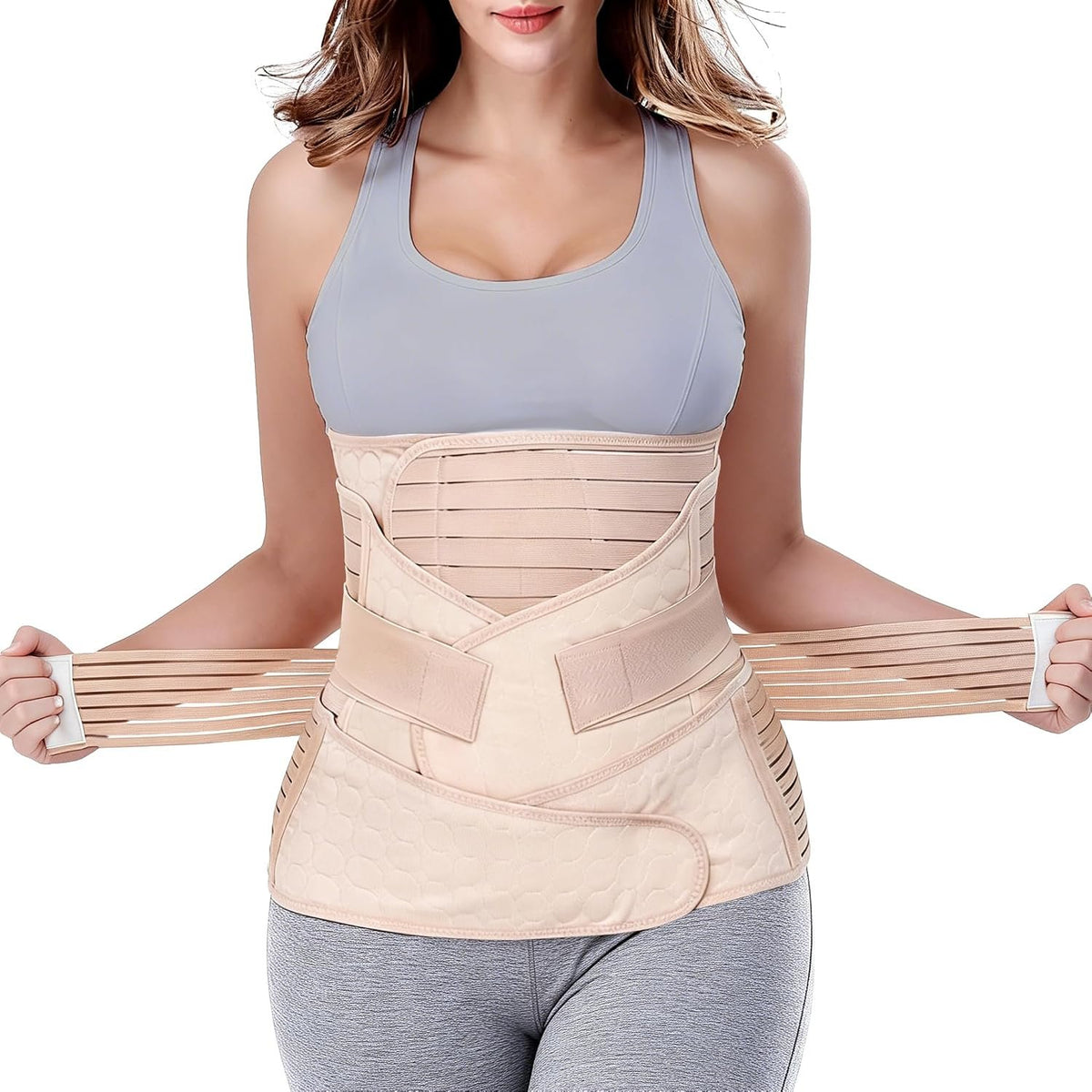 ChongErfei 3 in 1 Postpartum Belly Wrap Recovery Band Belt Abdominal Binder | Postpartum Belly Band, Belly Binder Post Partum, Post Surgery Pregnancy Belly Support Band Recovery Belly/waist/pelvis (L)