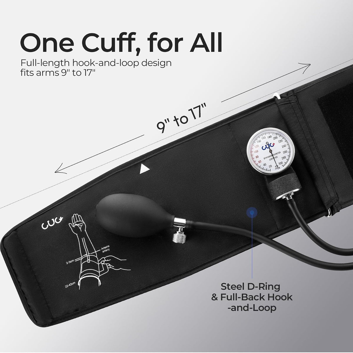 CUG Manual Blood Pressure Cuff, Accurate Measurement (Black)