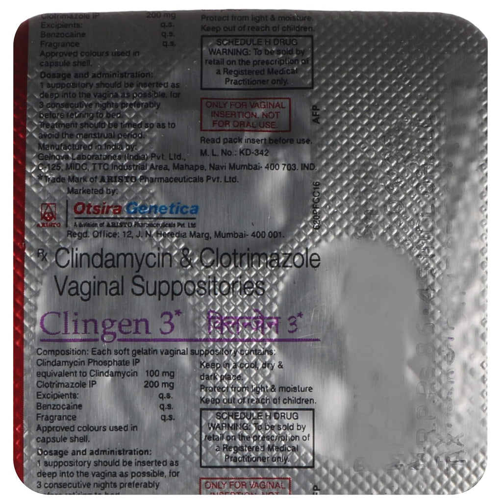 Clingen 3 - Strip of 3 Suppositories