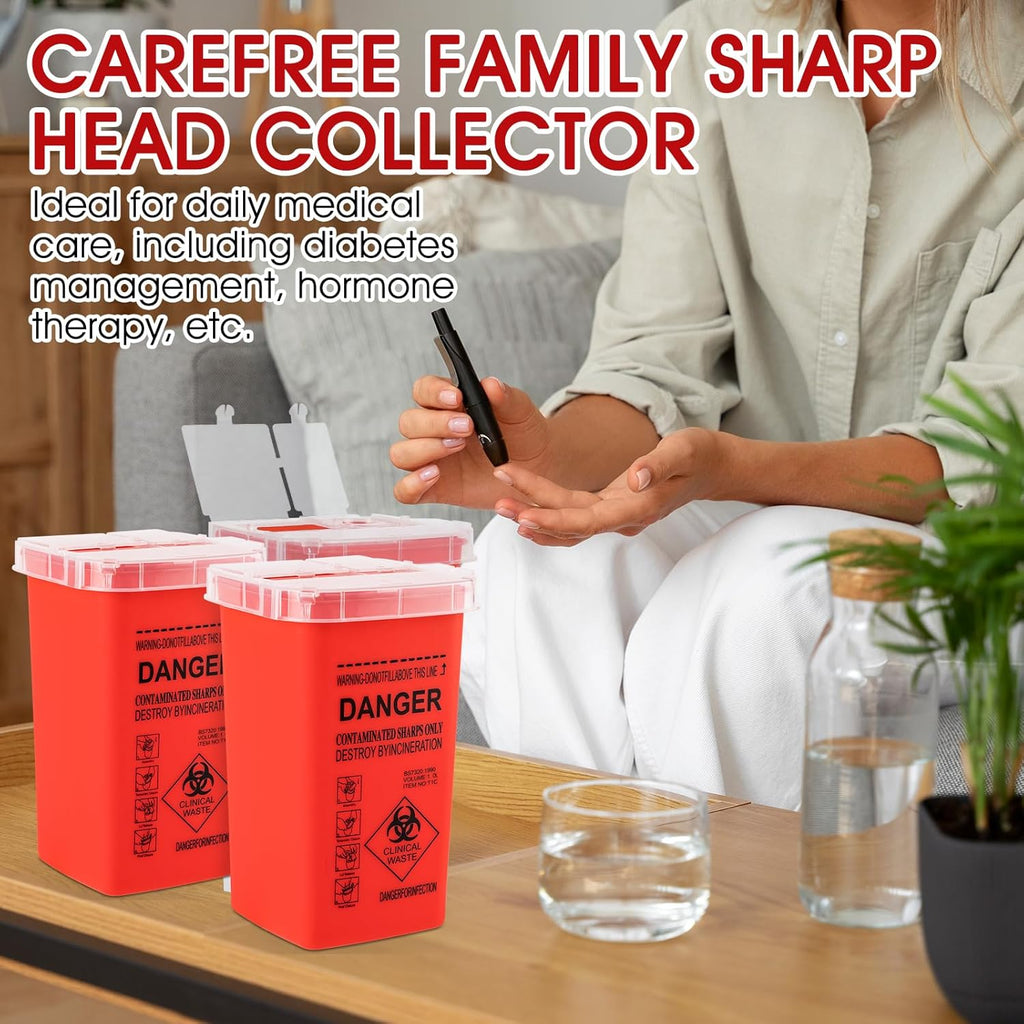 1 Quart (3-Pack) Sharps Container for Home Use, Needle Disposal Containers | Biohazard Containers, Syringe Disposal, Small Portable Container for Travel, Professional Sharp Waste Disposal Containers