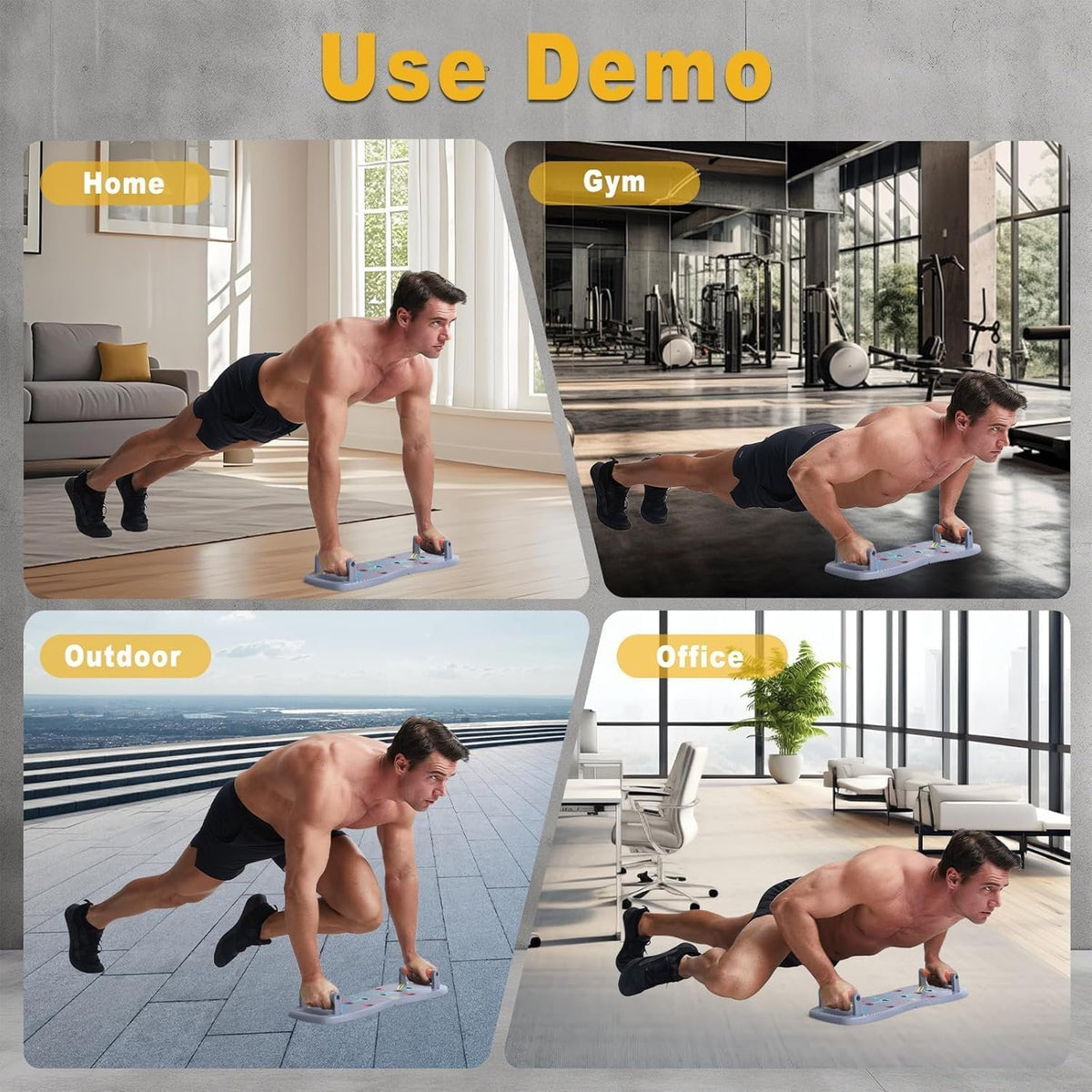HOTWAVE Push Up Board, Portable Pushup Board for Men, Foldable Push Up Bar | Multifunctional Pushup Handles for Floor, Strength Training Equipment for Home Gym, Suitable for Beginners and Teenagers