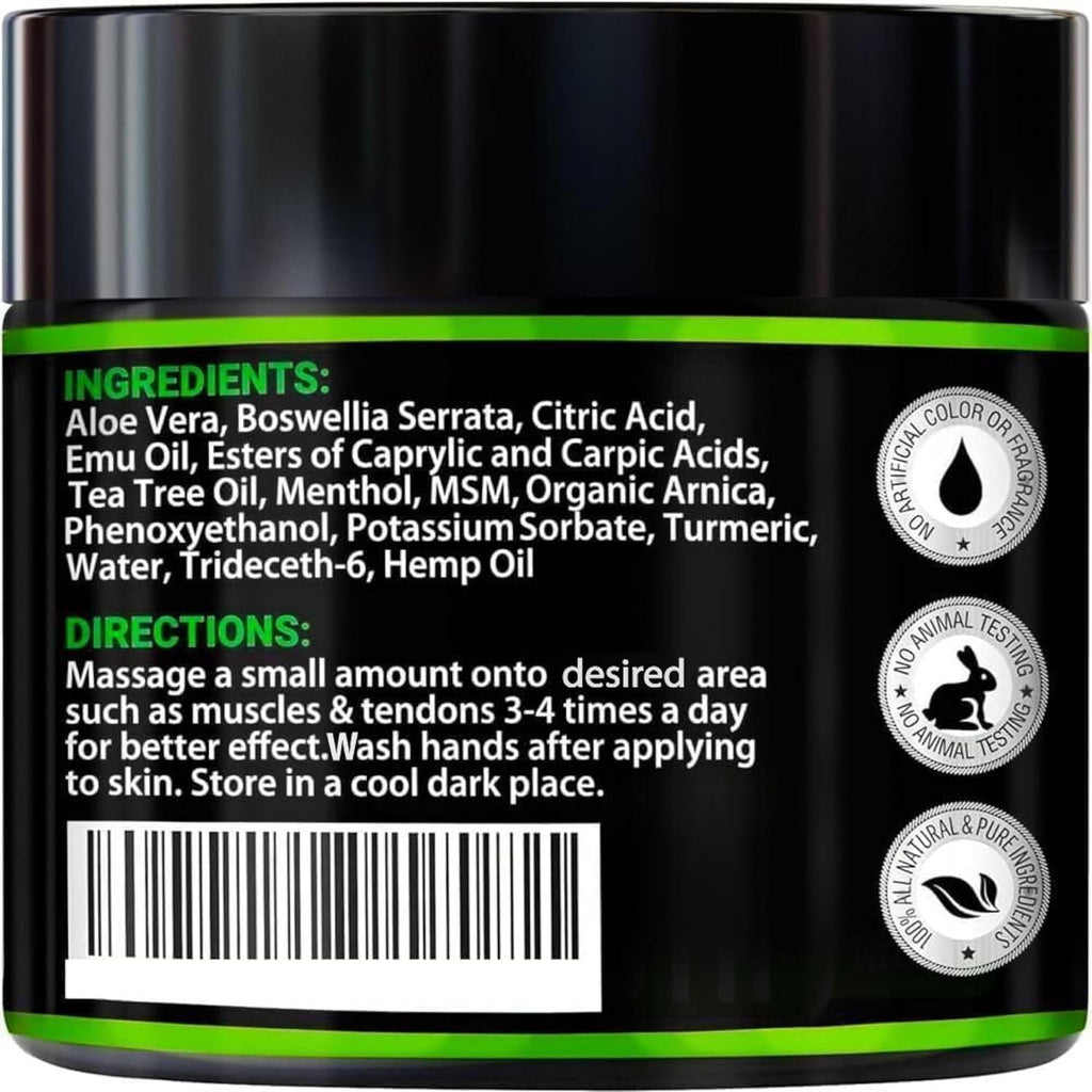 Hemp Cream Maximum Strength with Arnica, MSM, Glucosamine, Turmeric