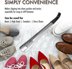 Long Shoe Horn for Seniors - 2 Pack 16.5 Inch Metal Shoehorn | Full-Length Handle, Stainless Steel, Fits Boots, Extra Reach, Dressing Spoon, Extended Reach Tool