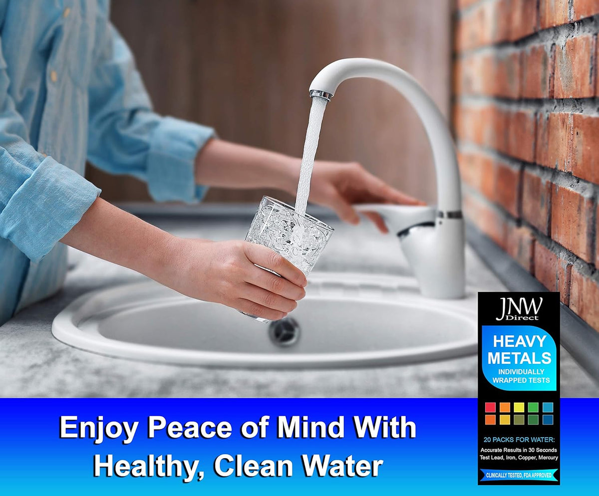 Heavy Metals Test - Drinking Water Testing Kit for Lead, Iron, Copper and Mercury, Fast Easy & Accurate Results With Mobile App, Simple at Home Testing to EPA Standards (Individually Wrapped 20 Packs)