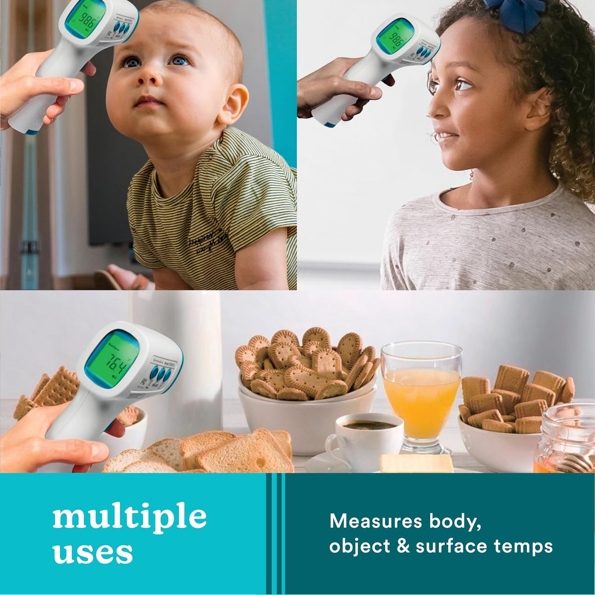 HoMedics Non-Contact Infrared Forehead Thermometer, Clinically Proven Fast Accurate Results, High-Fever Alert with 4-in-1 Readings