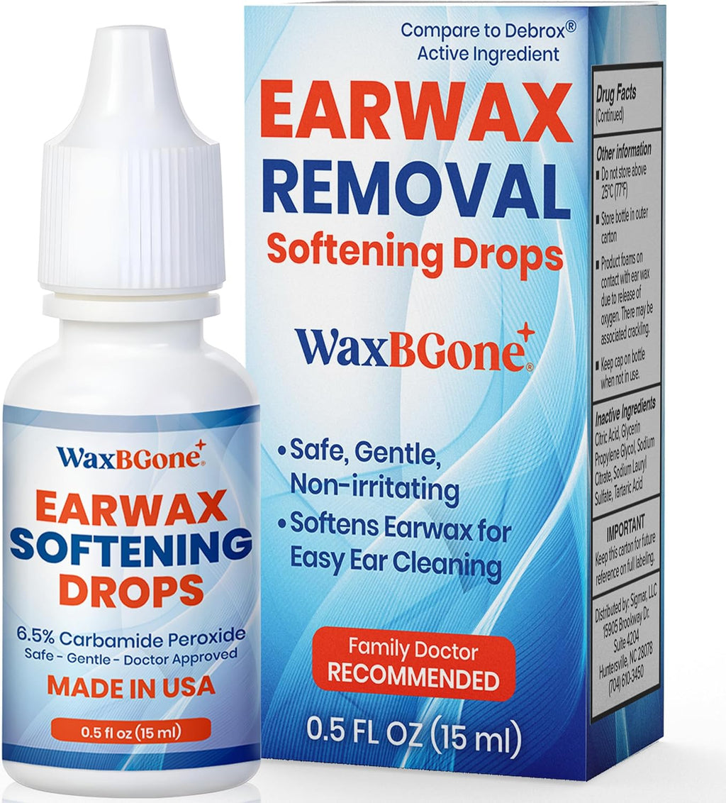 Earwax Removal Drops for Clogged Ears, Adults & Infants, 0.5 fl oz | Gentle formula softens and dissolves earwax in blocked ears; non-irritating for adults, kids and infants, 15 ml
