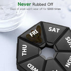Weekly Pill Organizer, 2 Pack Portable Travel Pill Box, 7 Day Pill Case | Easy Open, BPA-Free, Arthritis Friendly Medicine Pill Container, Medicine Case for Vitamins,Supplements Medications, Black