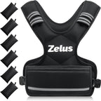 ZELUS Weighted Vest for Men and Women | 4-10lb/11-20lb/20-32lb Vest with 6 Ironsand Weights for Home Workouts | Adjustable Body Weight Vest Exercise Set for Cardio and Strength Training
